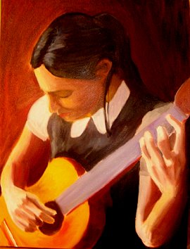 Guitar Player - painting by Arben Sela.